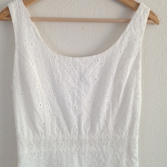 Aqua Eyelet Ruffle Hem Sleeveless Scoop Neck Dress - Picture 4 of 12